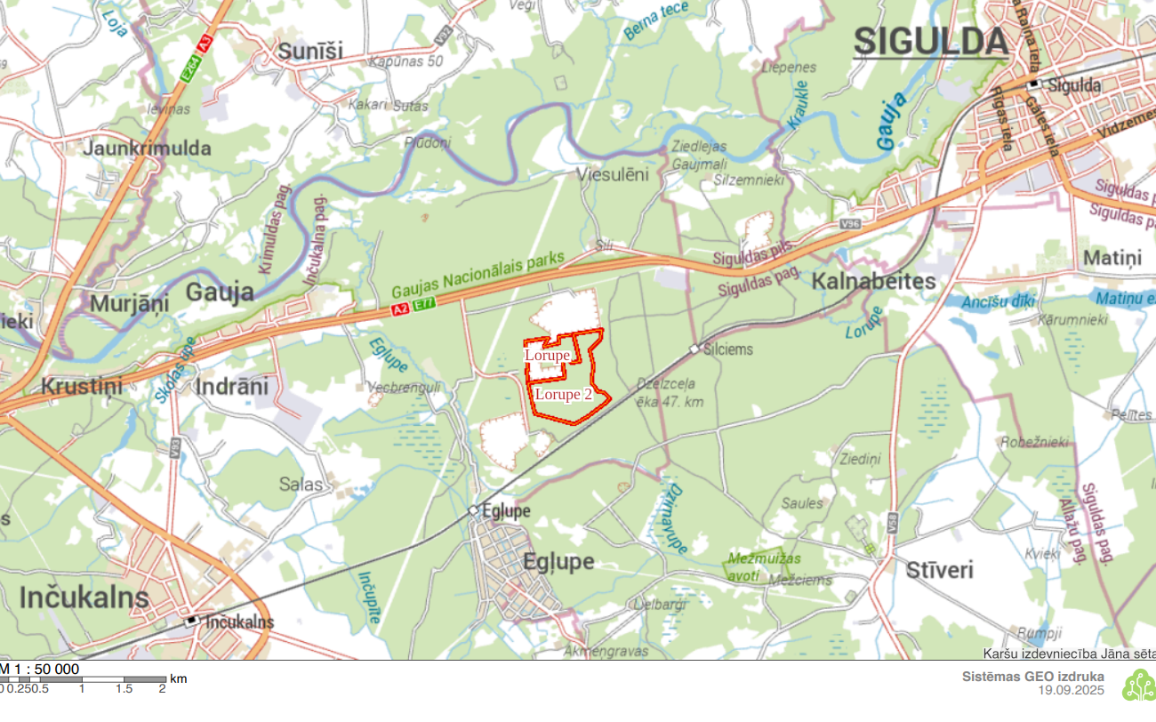 Paziņojums par ietekmes uz vidi novērtējuma sākotnējo sabiedrisko apspriešanu paredzētai darbībai derīgo izrakteņu ieguvei smilts-grants un smilts atradnē “Lorupe 2”,  kas atrodas Siguldas  novadā, Inčukalna pagastā nekustamajā īpašumā “Silciema meža masīvs”