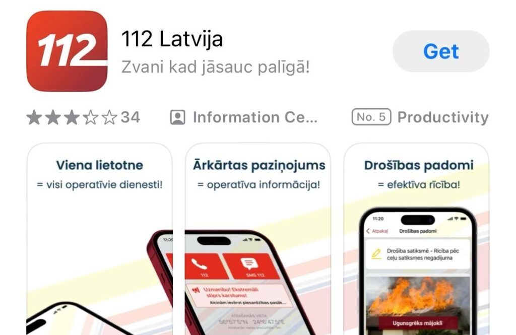 Iedzīvotājus aicina izmantot lietotnes “112 Latvija” sniegtās iespējas