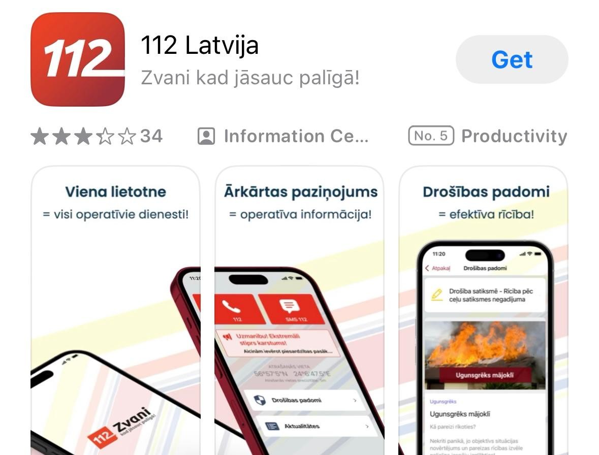 Iedzīvotājus aicina izmantot lietotnes “112 Latvija” sniegtās iespējas