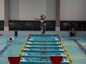 Latvijas olimpiešu Aquafitmat grupu nodarbība Siguldas Sporta centra baseinā